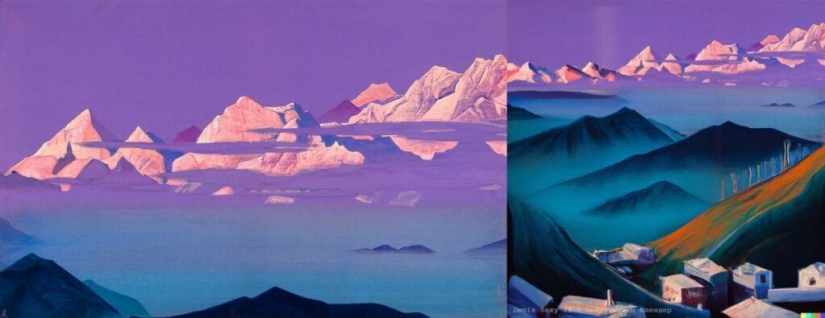 The neural network was taught to finish painting the paintings of the classics of painting The neural network was taught to finish painting the paintings of the classics of painting