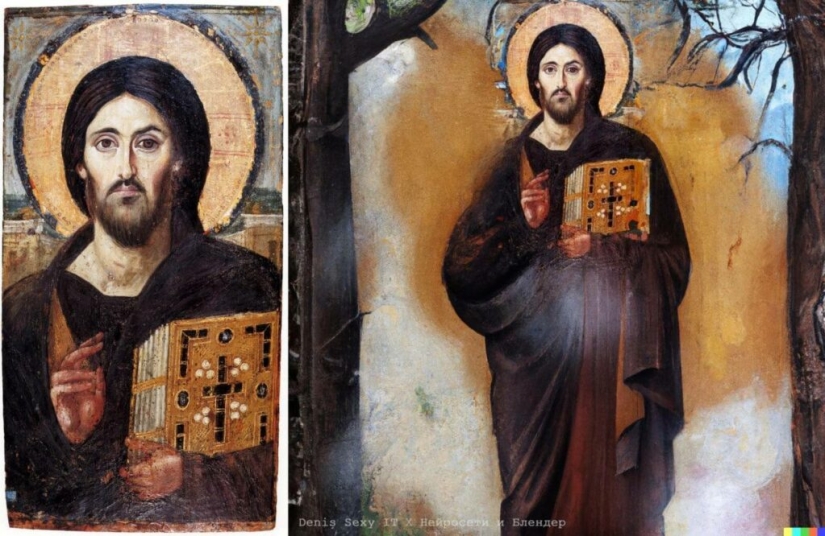 The neural network was taught to finish painting the paintings of the classics of painting The neural network was taught to finish painting the paintings of the classics of painting