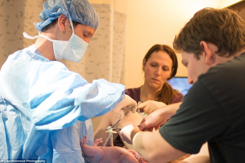The photographer filmed her own childbirth