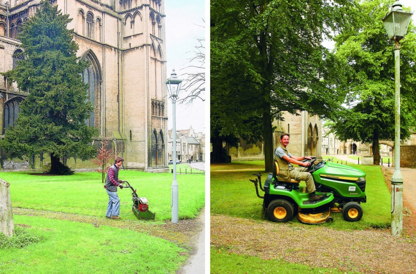 The photographer takes pictures of the inhabitants of an English town many years later The photographer takes pictures of the inhabitants of an English town many years later