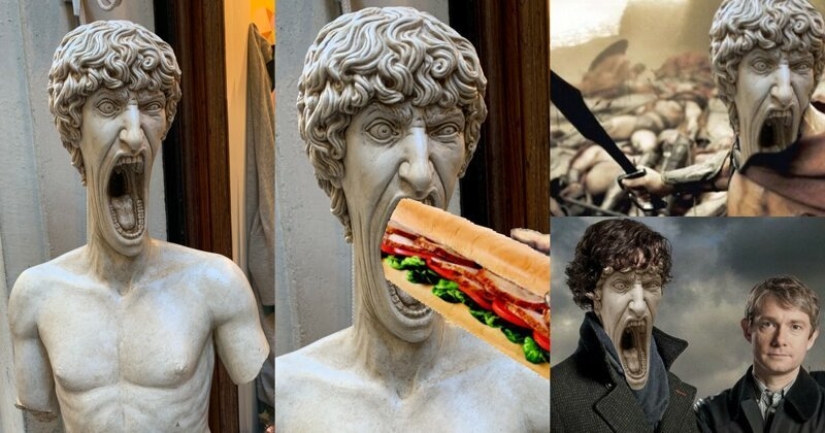 The reason for the meme: a screaming statue in Italy blew up the Internet