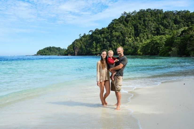 The Robinson family: Ed Stafford took his wife and two-year-old son with him to a desert island
