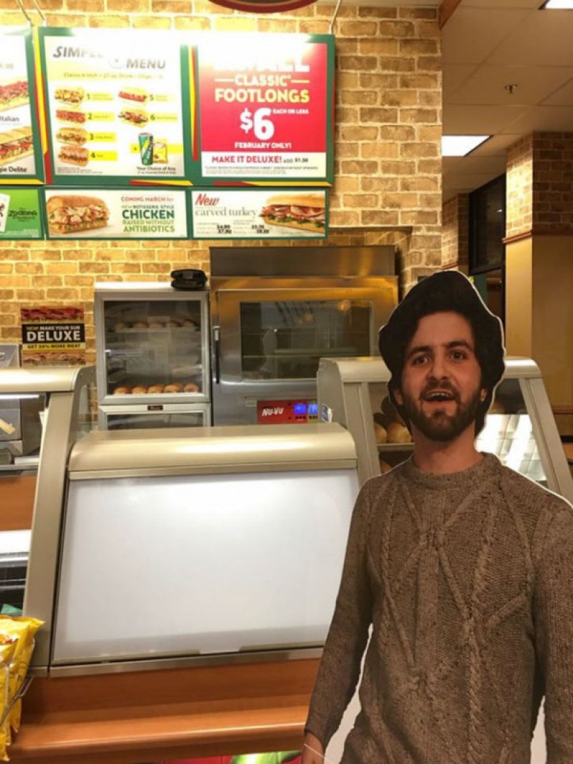 The student sent his mother a full-length photo of himself, and this is what she did with it