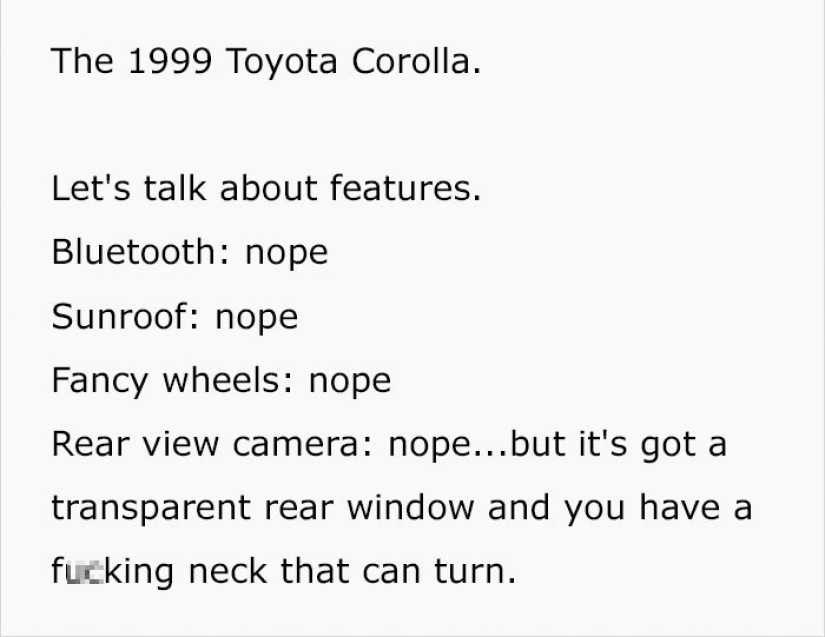 The Texan wanted to sell an old Toyota so badly that he created a real masterpiece of advertising on the classifieds site