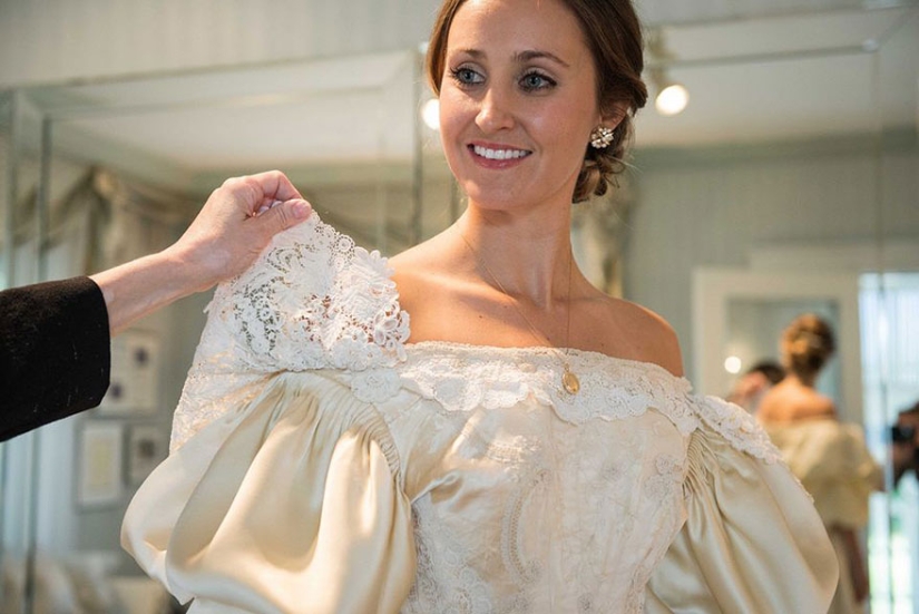 This bride is the 11th in her family to wear this 120—year-old wedding dress