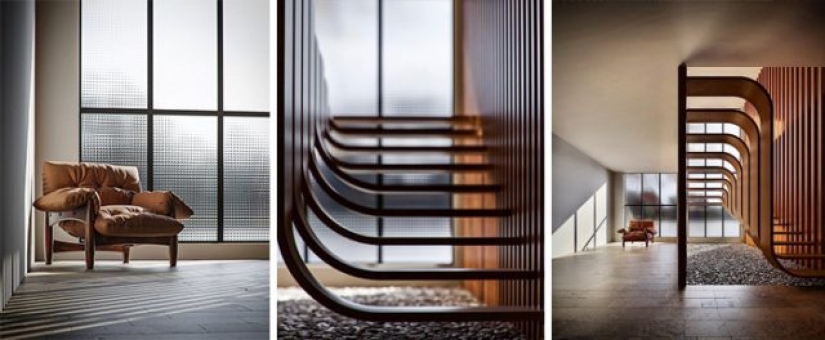 This minimalist staircase resembles a strand of DNA