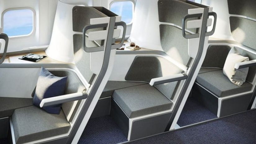 This new aircraft seat design allows economy passengers to lie down
