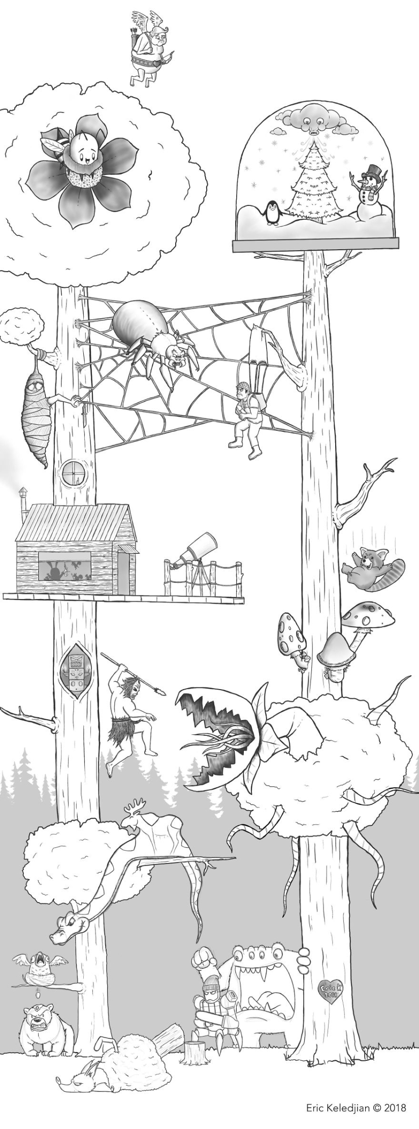 Todo comienza con un oso: el artista terminó de dibujar un personaje todos los días, y eso es lo que sucedió después de 19 días