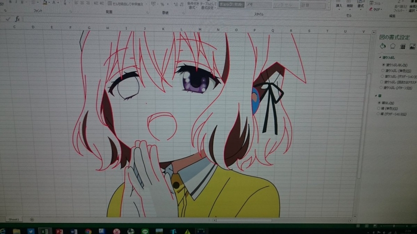 Trabajar con tablas: el nivel de "dios": un japonés dibuja anime en Excel