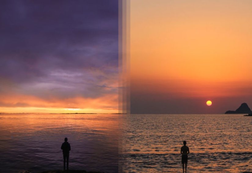 Twin photos taken in different parts of the world