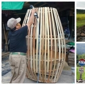Un abuelo y una abuela de Japón construyeron una parada en forma de Totoro para su nieta