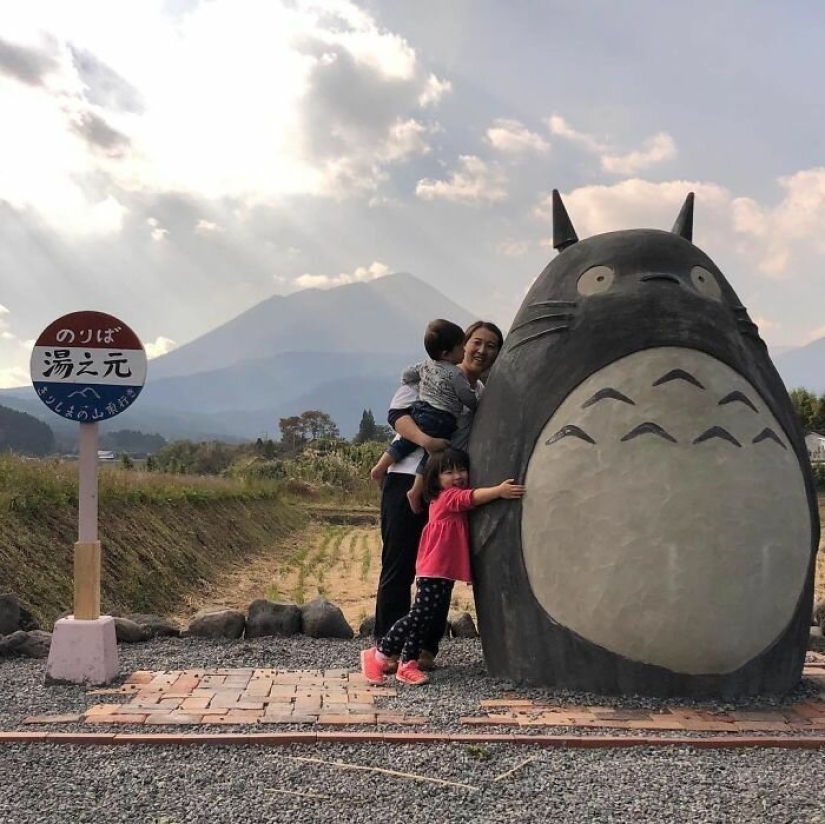 Un abuelo y una abuela de Japón construyeron una parada en forma de Totoro para su nieta Un abuelo y una abuela de Japón construyeron una parada en forma de Totoro para su nieta