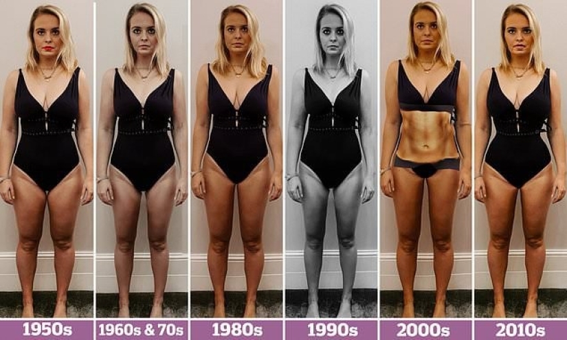 Una mujer británica con la ayuda de un editor de fotos mostró cómo se vería su figura de acuerdo con los ideales de belleza de los últimos 70 años