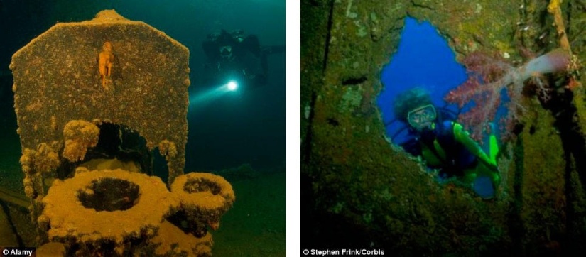 Underwater graveyard of ships on the Chuuk Islands