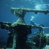 Underwater graveyard of ships on the Chuuk Islands