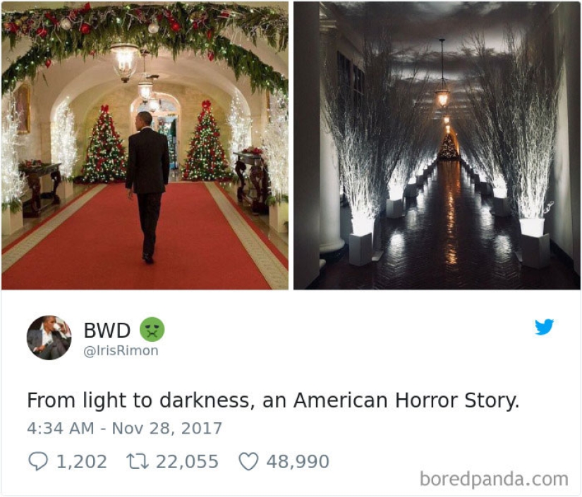 "Very strange funeral": social networks parody the festive decoration of the White House from Melania Trump