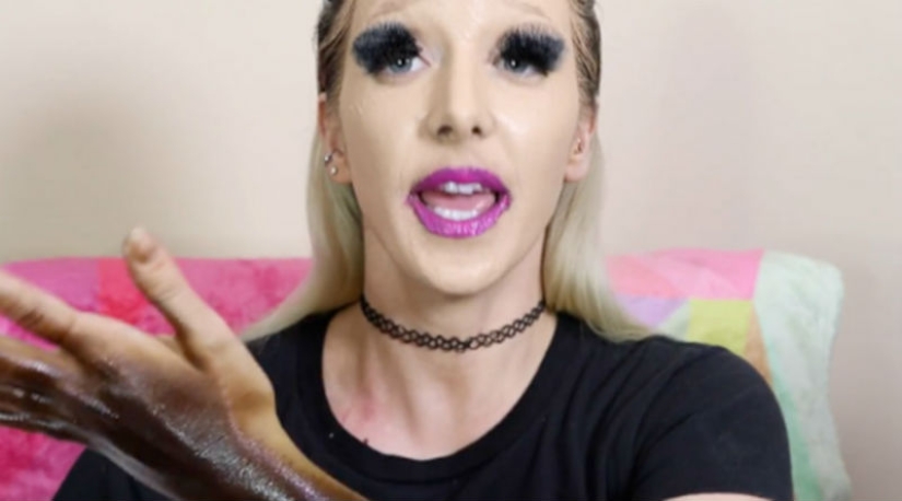 What do a hundred layers of lipstick, foundation and false eyelashes look like on one girl What do a hundred layers of lipstick, foundation and false eyelashes look like on one girl