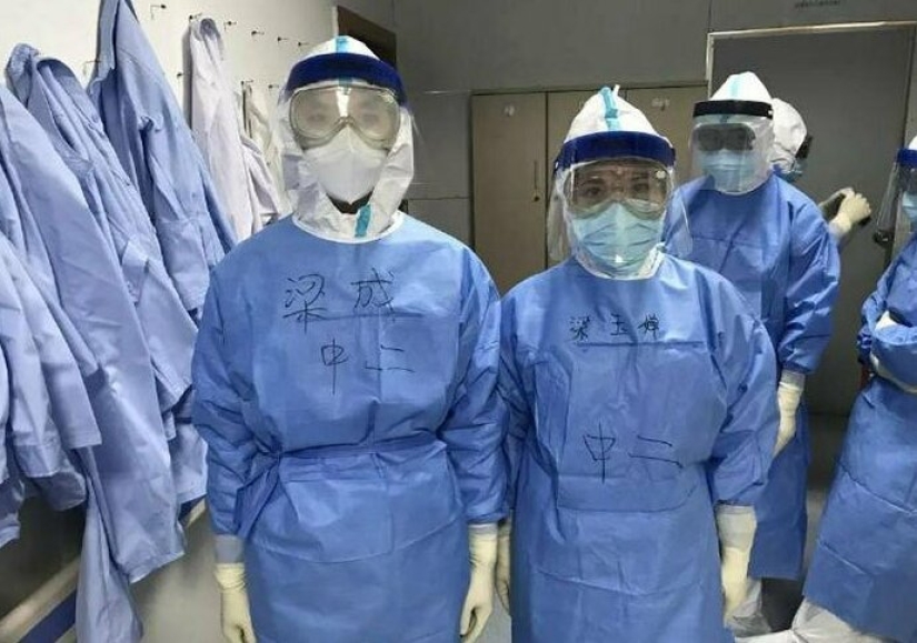 What do the faces of Chinese doctors look like at the end of a work shift