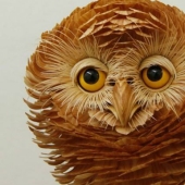 What do unique sculptures made of wood shavings look like