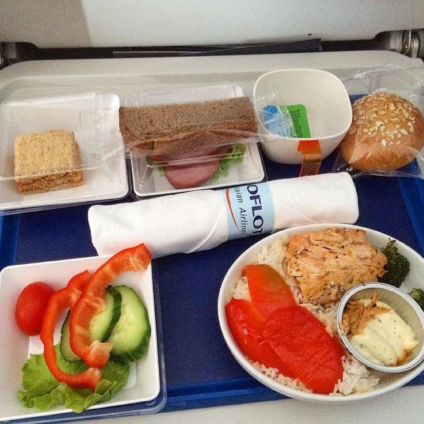 What food looks like on board an airplane in 15 airlines