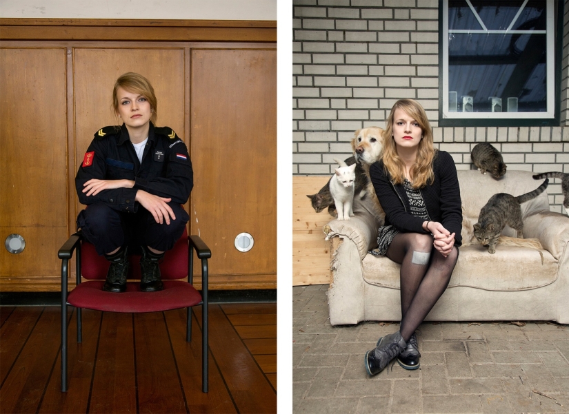 What is hidden under the uniform: girls from the Netherlands Navy in uniform and without it