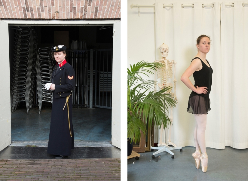What is hidden under the uniform: girls from the Netherlands Navy in uniform and without it