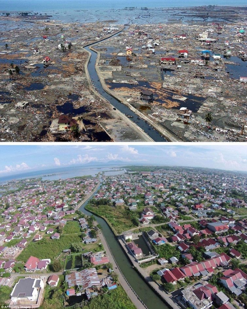 10 años después: comparando fotos de la recuperación de Indonesia