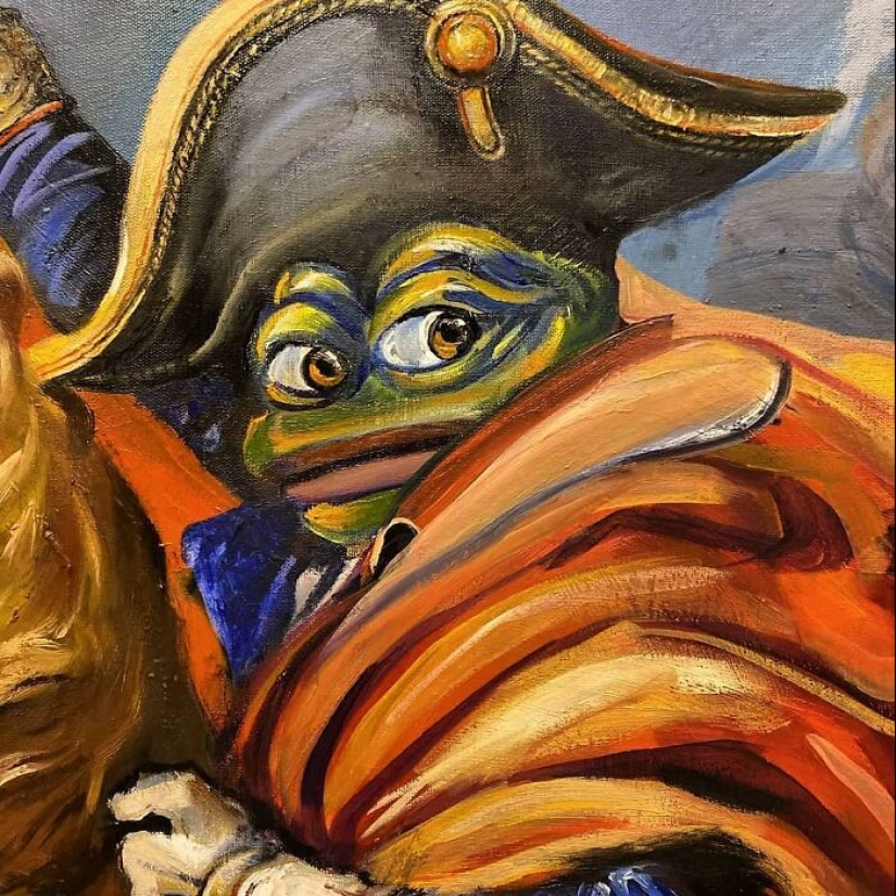 10 obras de arte de renombre replicadas por este artista pero con Pepe la rana como rostro