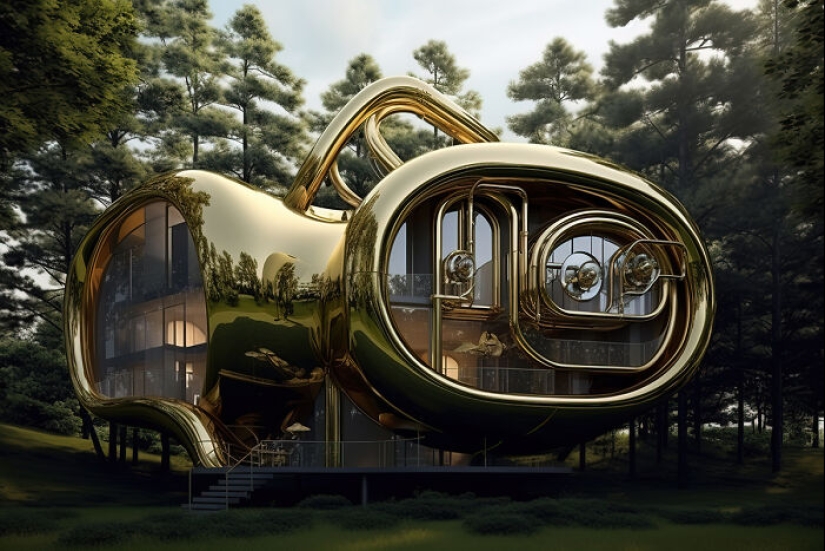 14 casas que diseñé inspirándome en las características de los instrumentos musicales con la ayuda de la IA