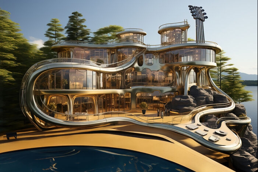 14 casas que diseñé inspirándome en las características de los instrumentos musicales con la ayuda de la IA