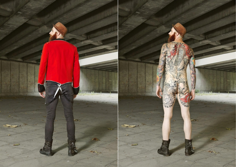 14 photos of English tattoo lovers with and without clothes 14 photos of English tattoo lovers with and without clothes