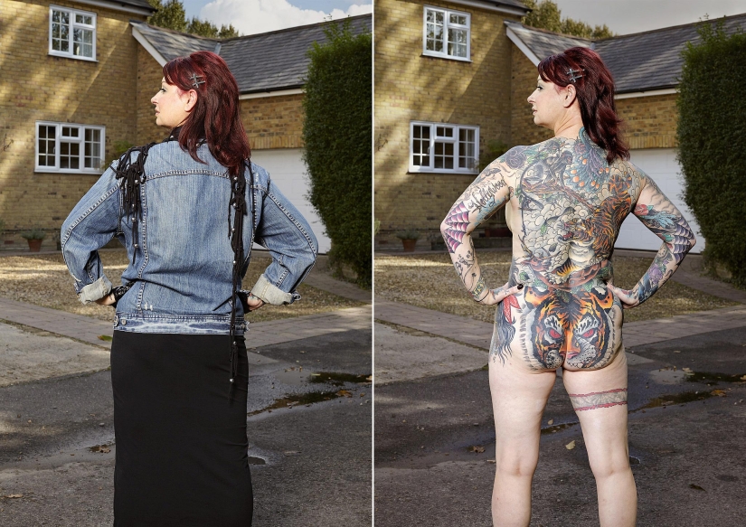 14 photos of English tattoo lovers with and without clothes 14 photos of English tattoo lovers with and without clothes