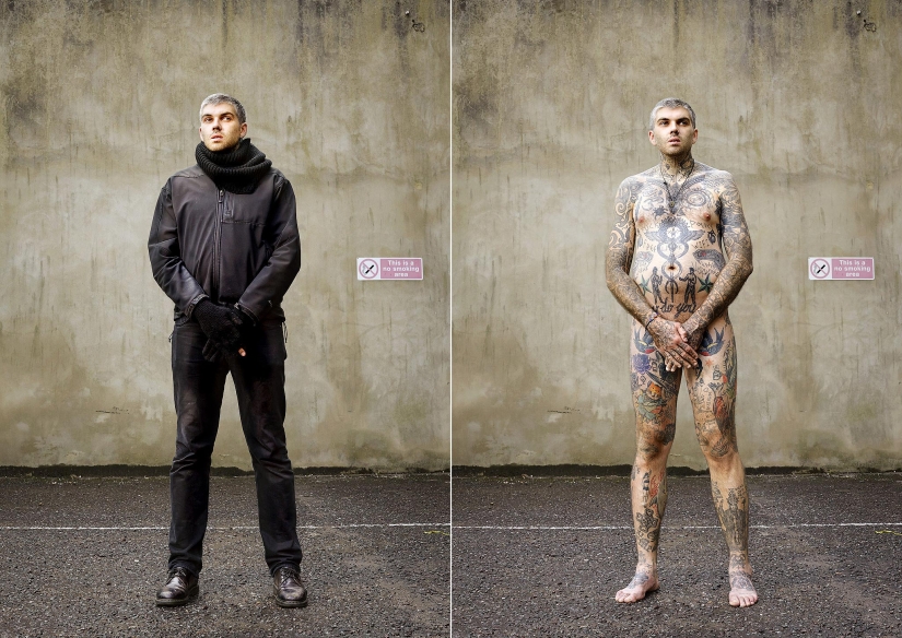 14 photos of English tattoo lovers with and without clothes 14 photos of English tattoo lovers with and without clothes