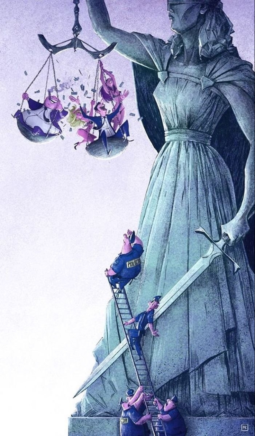 15 mordaces ilustraciones de un artista polaco que describen nuestra vida sin adornos