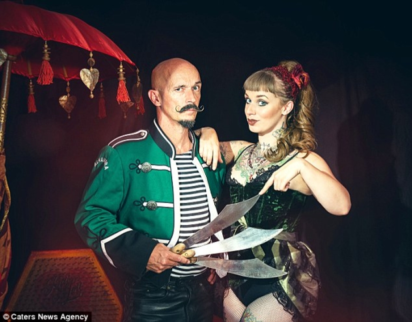 A British woman dropped out of university for a circus performance where she drives nails into her father's nose A British woman dropped out of university for a circus performance where she drives nails into her father's nose
