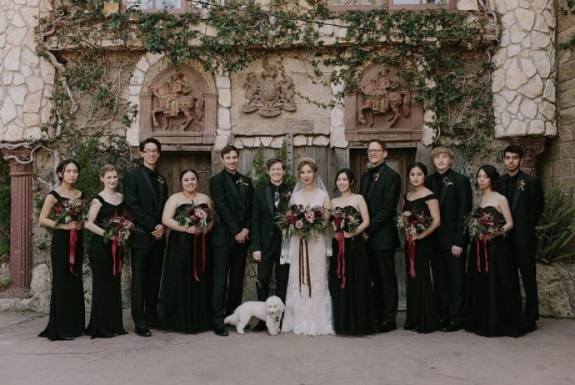 A Harry Potter-style wedding: owls, a castle and magic wands