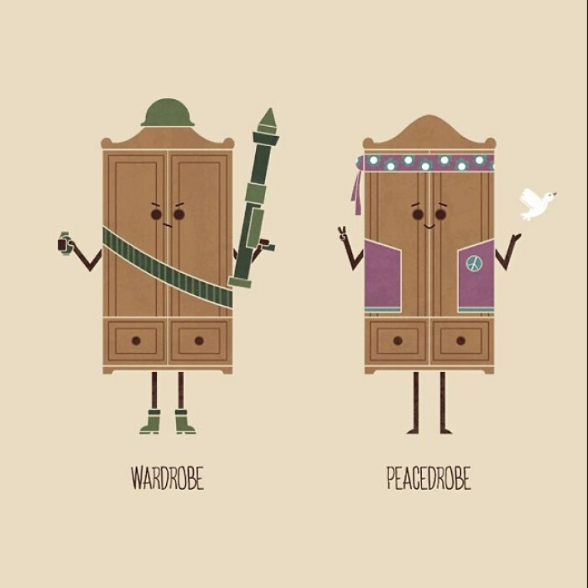 A Playful Twist Of Words: My Series Of 15 Punny Illustrations And Their Quirky Opposites A Playful Twist Of Words: My Series Of 15 Punny Illustrations And Their Quirky Opposites
