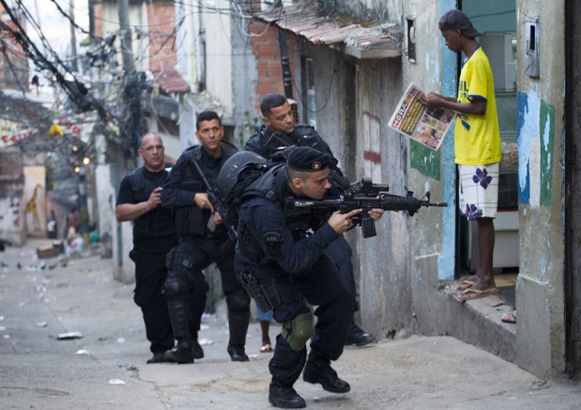 A walk through the dangerous favelas of Rio de Janeiro in the company of Brazilian special forces