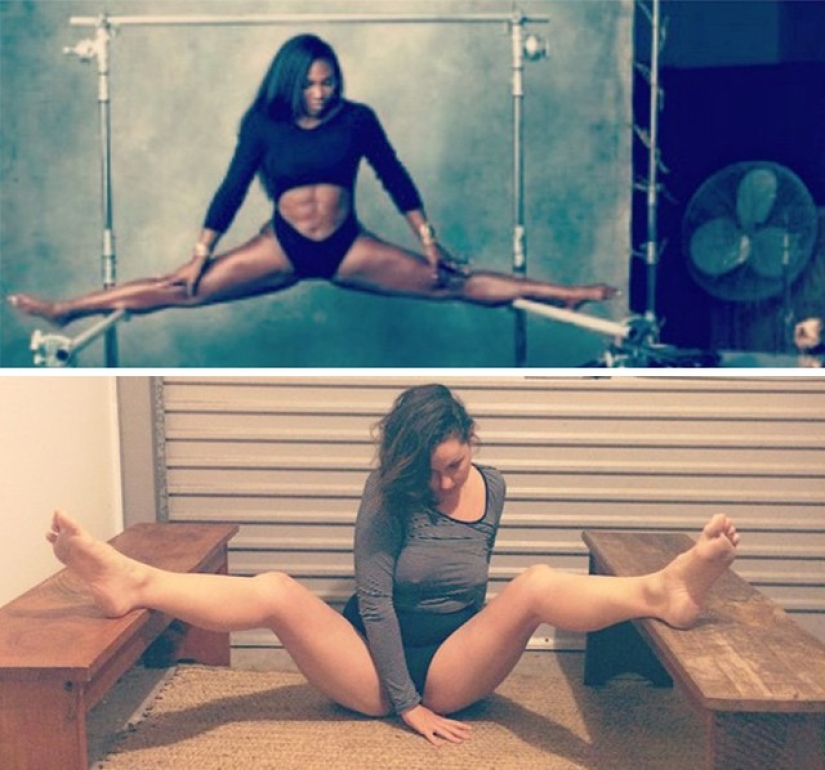 A woman very funny parodies photos of stars on Instagram