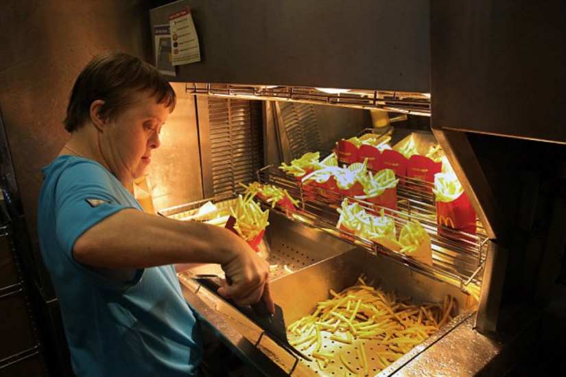 A woman with Down syndrome who has worked all her life at McDonald's was given a fun party to retire