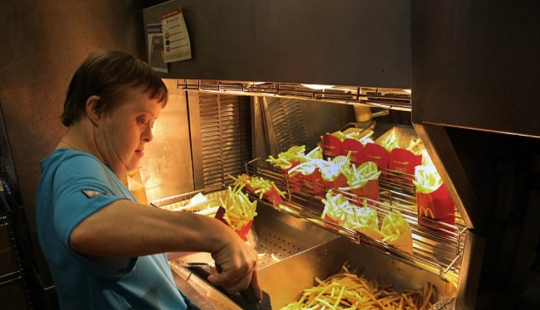 A woman with Down syndrome who has worked all her life at McDonald's was given a fun party to retire