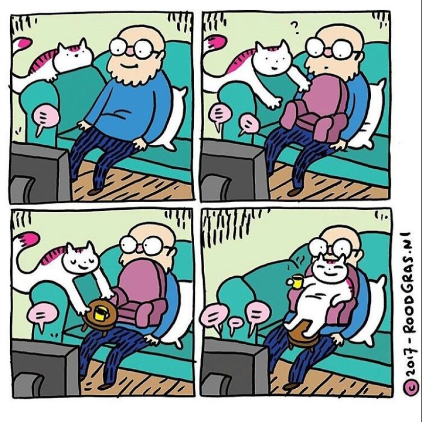 Adorables cómics sin palabras del gato de esta artista holandesa
