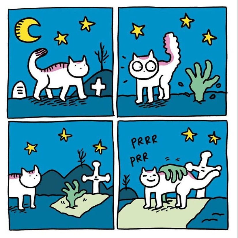 Adorables cómics sin palabras del gato de esta artista holandesa