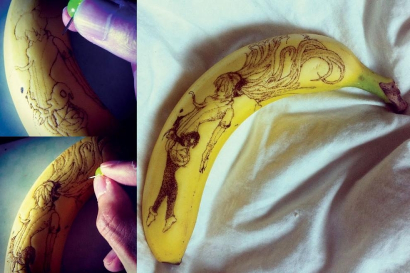 Amazing drawings on bananas