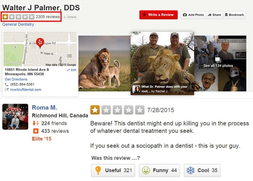 American who killed a famous lion caused a fury on the Internet and closed his dental office