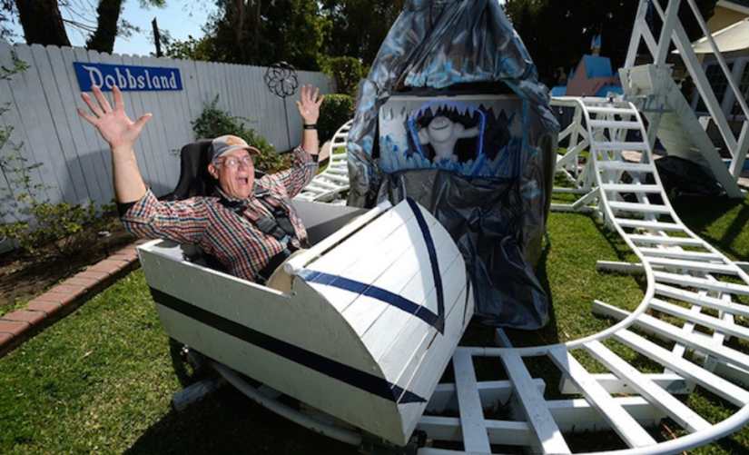 An engineer grandfather built an amusement park in the backyard for his grandchildren