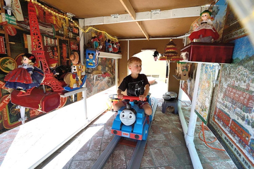 An engineer grandfather built an amusement park in the backyard for his grandchildren
