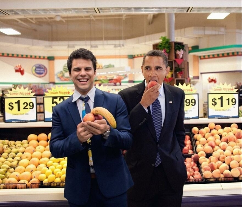 An ordinary guy "takes pictures" of himself with celebrities and amuses the entire Internet:
