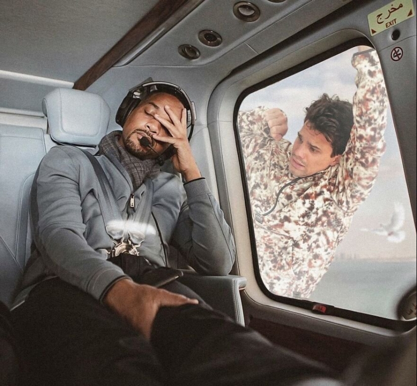 An ordinary guy "takes pictures" of himself with celebrities and amuses the entire Internet: