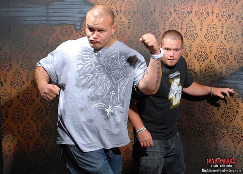 And again the frightened faces of the visitors of the room of horrors